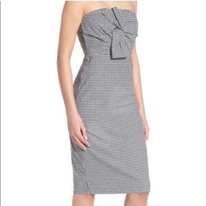 Leith Strapless Black and White Checkered Dress